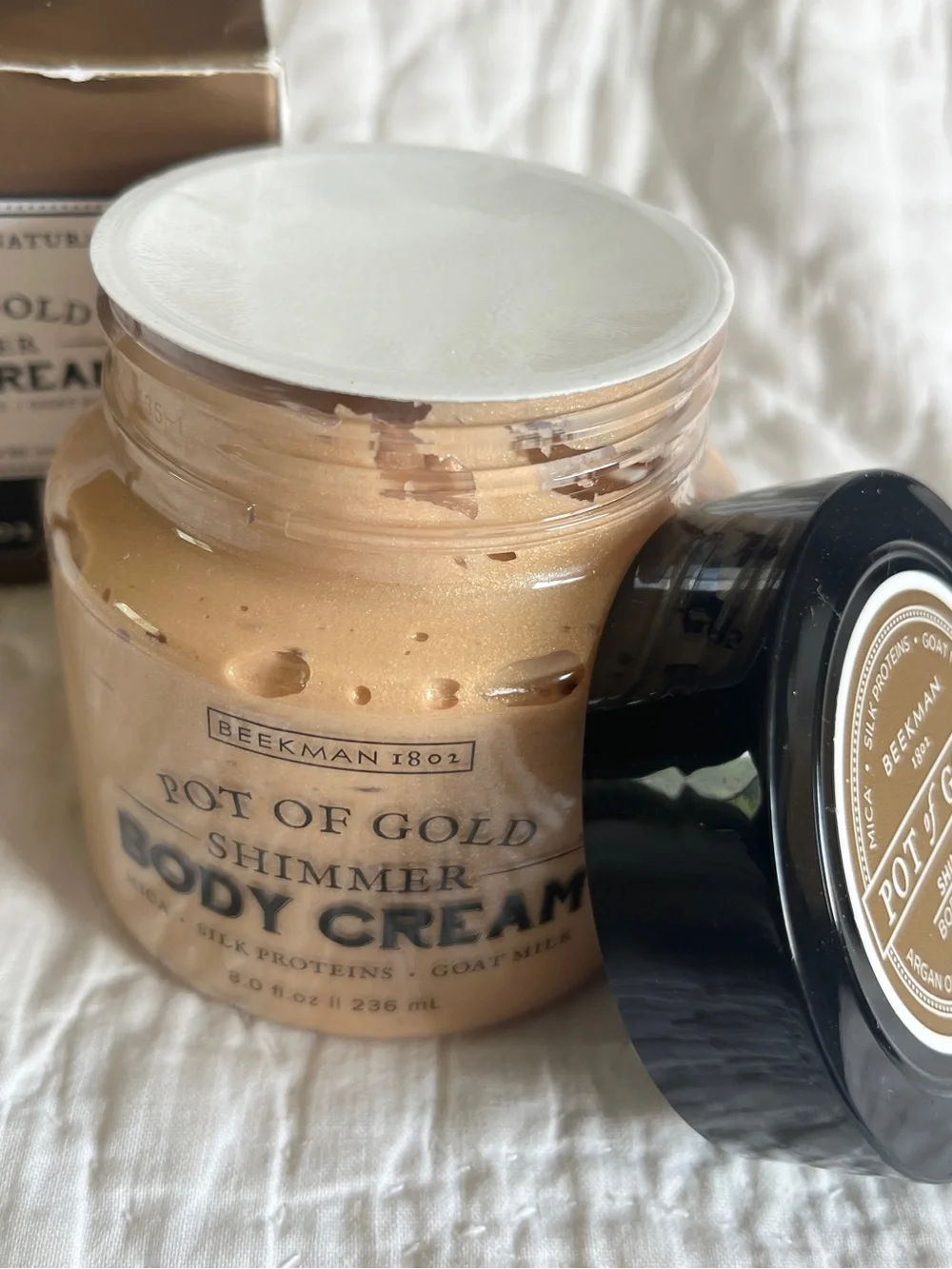 New SEALED Beekman Pot of Gold Shimmer Body Cream Fragrance Free 8 oz Goat Milk